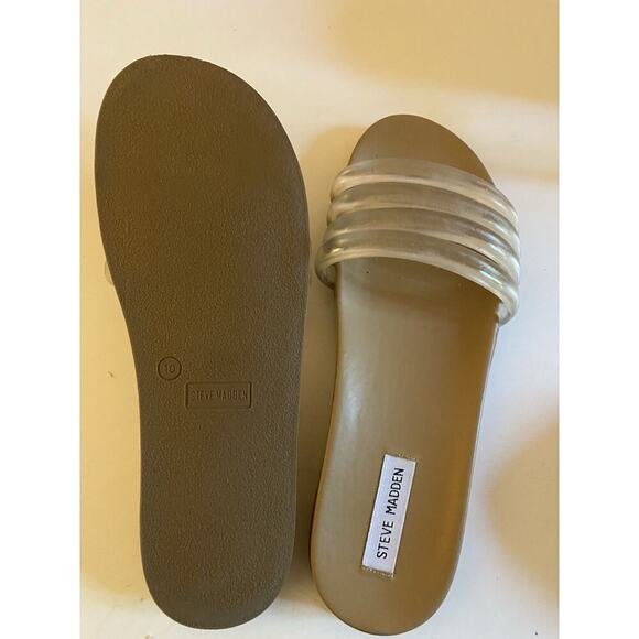 New Steve Madden Womens Drips Synthetic Slide Sandals Clear Nude Beige SZ 10 - Picture 4 of 5